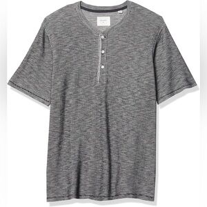 Billy Reid Hunter Henley Short Sleeve Shirt Heathered Grey